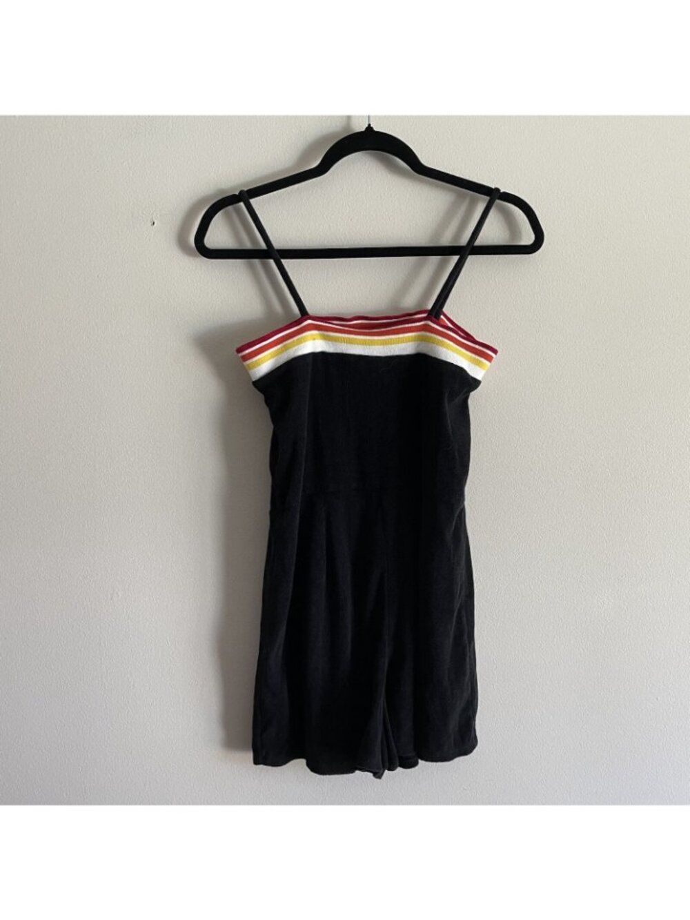 Wild Fable Women SZ S Black Striped Trim Terry Thin Striped Shorts Romper - Picture 10 of 10
